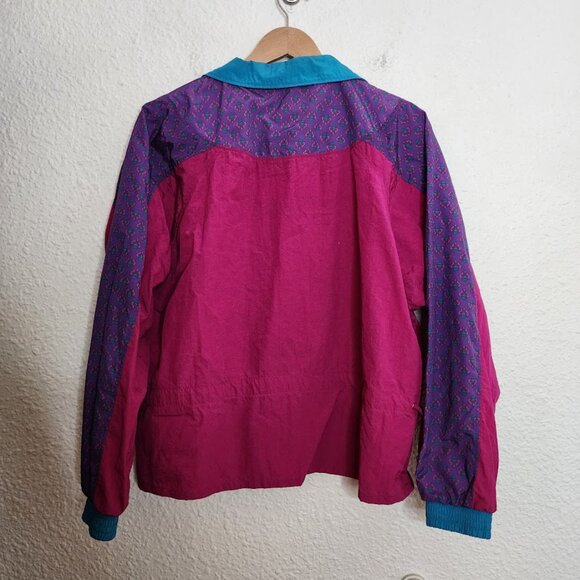 Duffel Sportswear Vintage Windbreaker Jacket Pink Purple Teal Women's Size Med - Picture 9 of 9